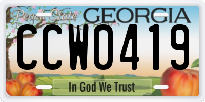 GA license plate CCW0419