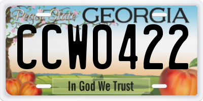 GA license plate CCW0422