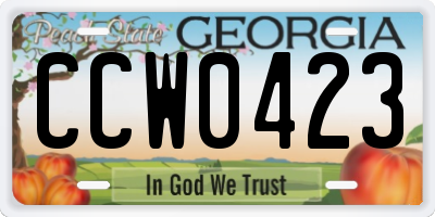 GA license plate CCW0423