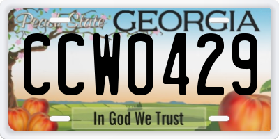 GA license plate CCW0429