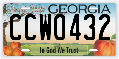 GA license plate CCW0432