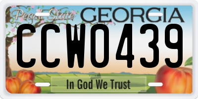 GA license plate CCW0439
