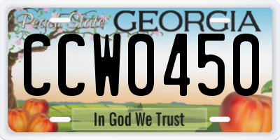GA license plate CCW0450