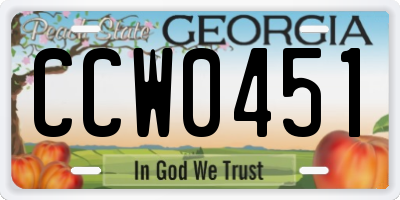 GA license plate CCW0451