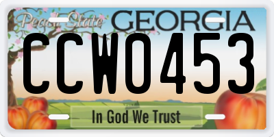 GA license plate CCW0453