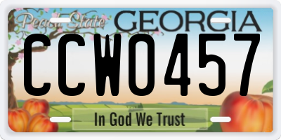 GA license plate CCW0457