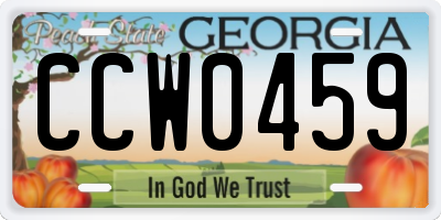 GA license plate CCW0459