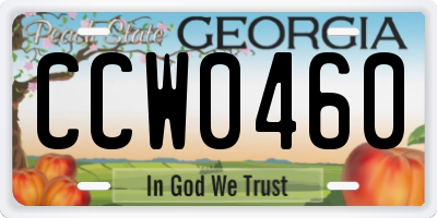 GA license plate CCW0460