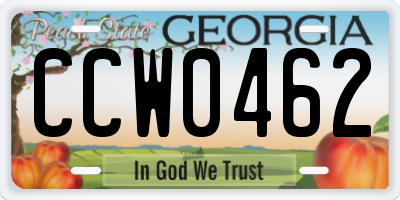 GA license plate CCW0462