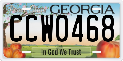 GA license plate CCW0468