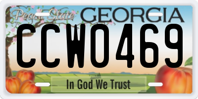 GA license plate CCW0469
