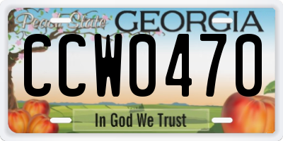 GA license plate CCW0470