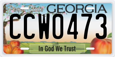 GA license plate CCW0473