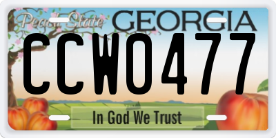 GA license plate CCW0477
