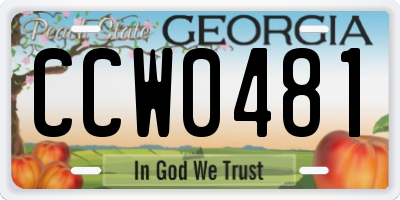 GA license plate CCW0481