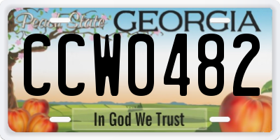 GA license plate CCW0482