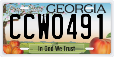 GA license plate CCW0491