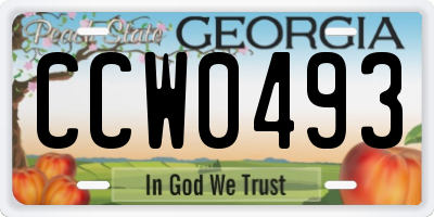 GA license plate CCW0493