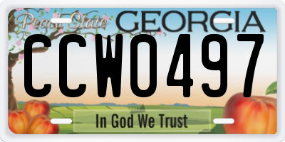 GA license plate CCW0497