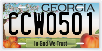GA license plate CCW0501