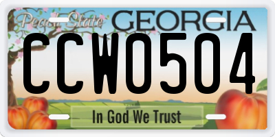 GA license plate CCW0504