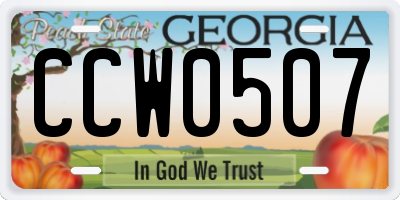 GA license plate CCW0507