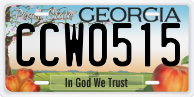 GA license plate CCW0515