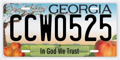 GA license plate CCW0525