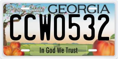 GA license plate CCW0532