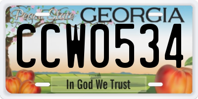 GA license plate CCW0534