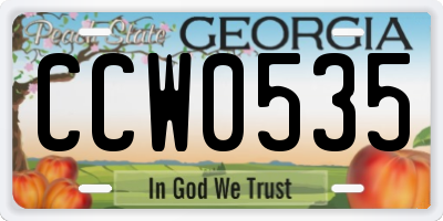 GA license plate CCW0535