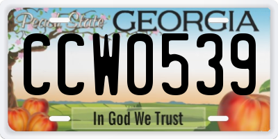 GA license plate CCW0539