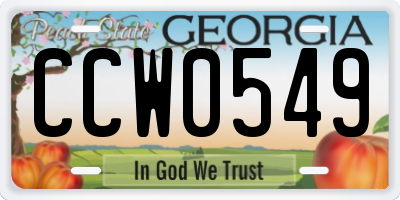 GA license plate CCW0549