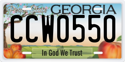 GA license plate CCW0550