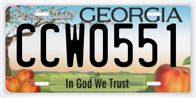 GA license plate CCW0551