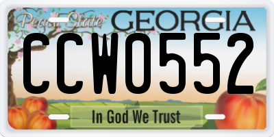 GA license plate CCW0552
