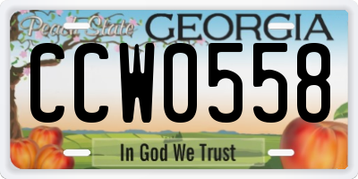 GA license plate CCW0558