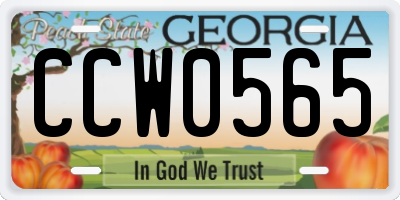 GA license plate CCW0565