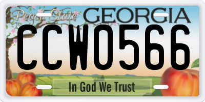 GA license plate CCW0566