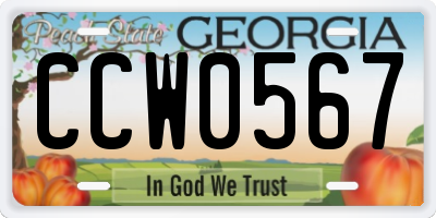 GA license plate CCW0567