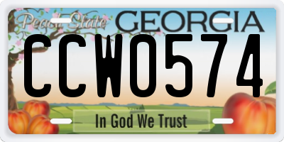 GA license plate CCW0574
