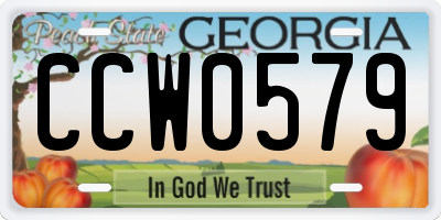 GA license plate CCW0579