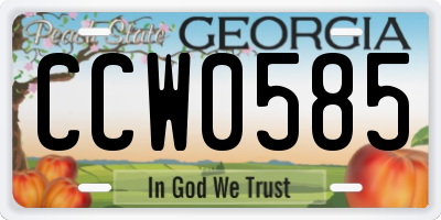 GA license plate CCW0585