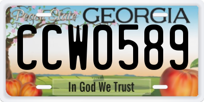 GA license plate CCW0589