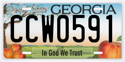 GA license plate CCW0591