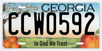 GA license plate CCW0592