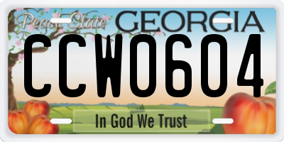 GA license plate CCW0604