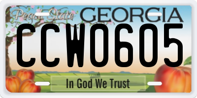 GA license plate CCW0605