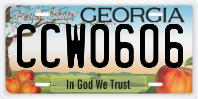 GA license plate CCW0606