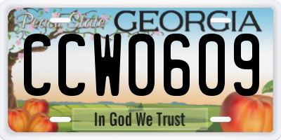 GA license plate CCW0609